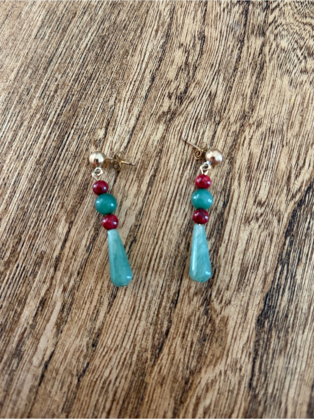 Vintage Turquoise & red bead drop earrings